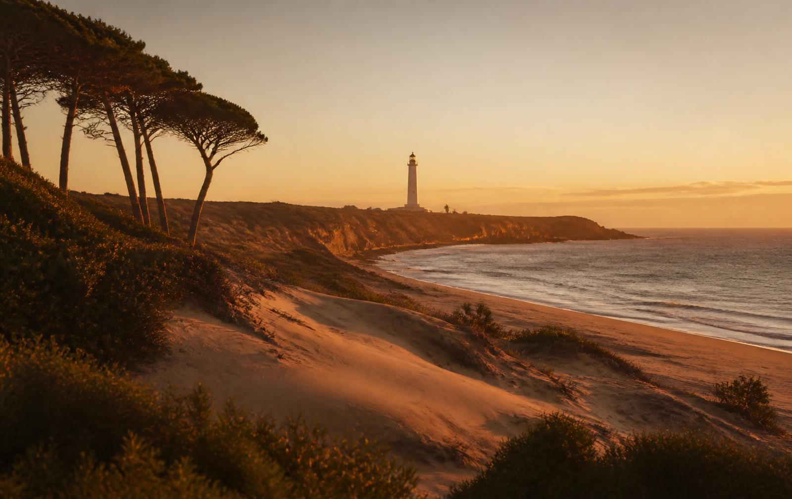 Atlantic sunset near the Trafalgar Lighthouse, in Los Caños de Meca, Cádiz.